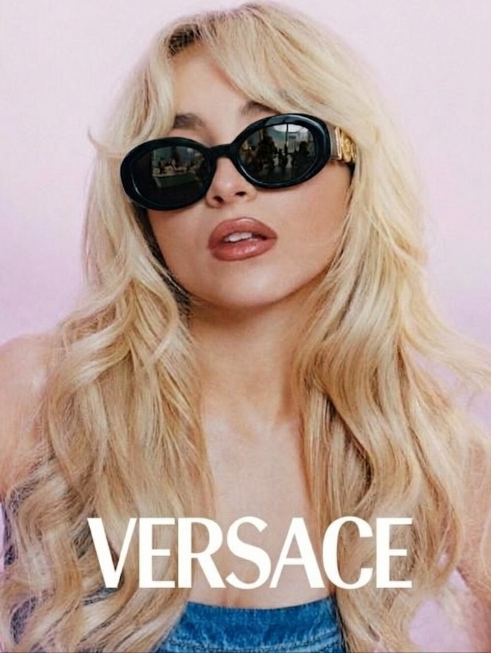 NEW✨ VERSACE ✨🖤 Black Oval Sunglasses With Gold Logos - Unisex